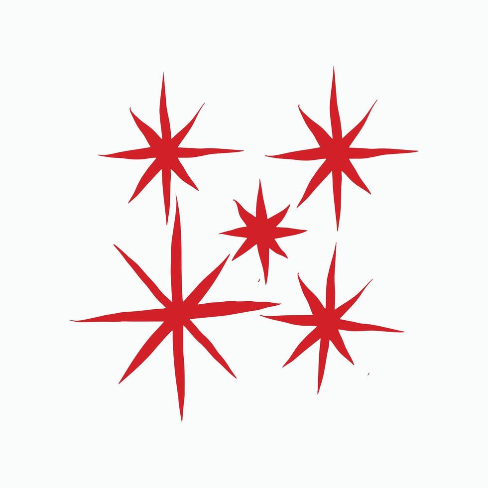 Set of hand-drawn soviet red star icons vector
