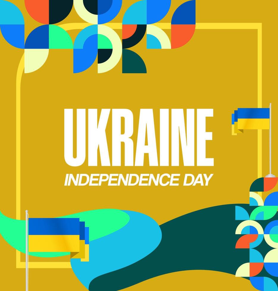 Elegant Ukrainian Independence Day greeting card design with blue and yellow flag colors. Suitable for celebration events or independence greetings. vector