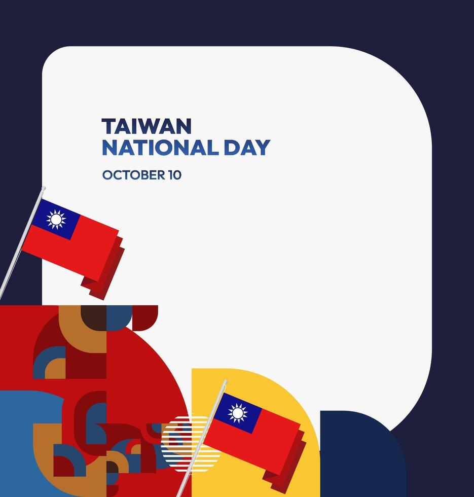 Taiwan Independence Day Template. Modern design with geometric ornaments and country flag, ideal for invitation or banner. vector