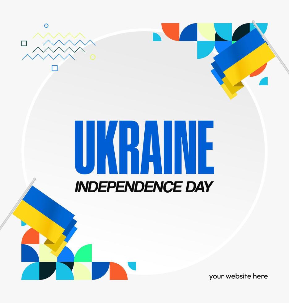 Ukrainian Independence Day banner or poster design with simple yet eye-catching geometric elements. vector