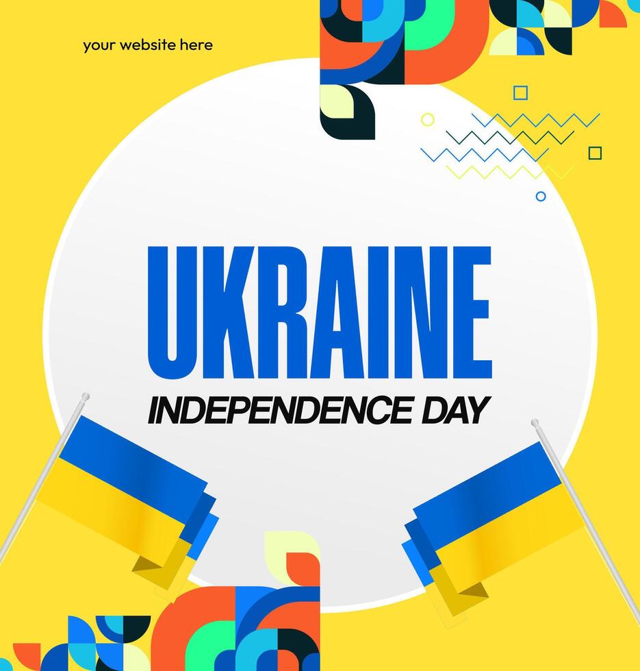 Square poster template for Ukraine Independence Day with contrasting flag colors, perfect for invitation or flyer. vector