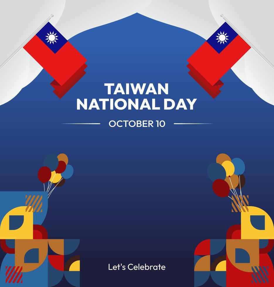 Taiwan National Day Holiday Poster. Poster template perfect for