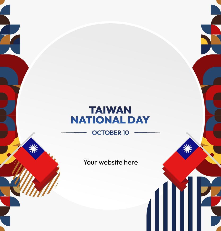 Taiwan National Day Banner Template. Clean and modern banner design with Taiwan flag theme for October 10th event. vector
