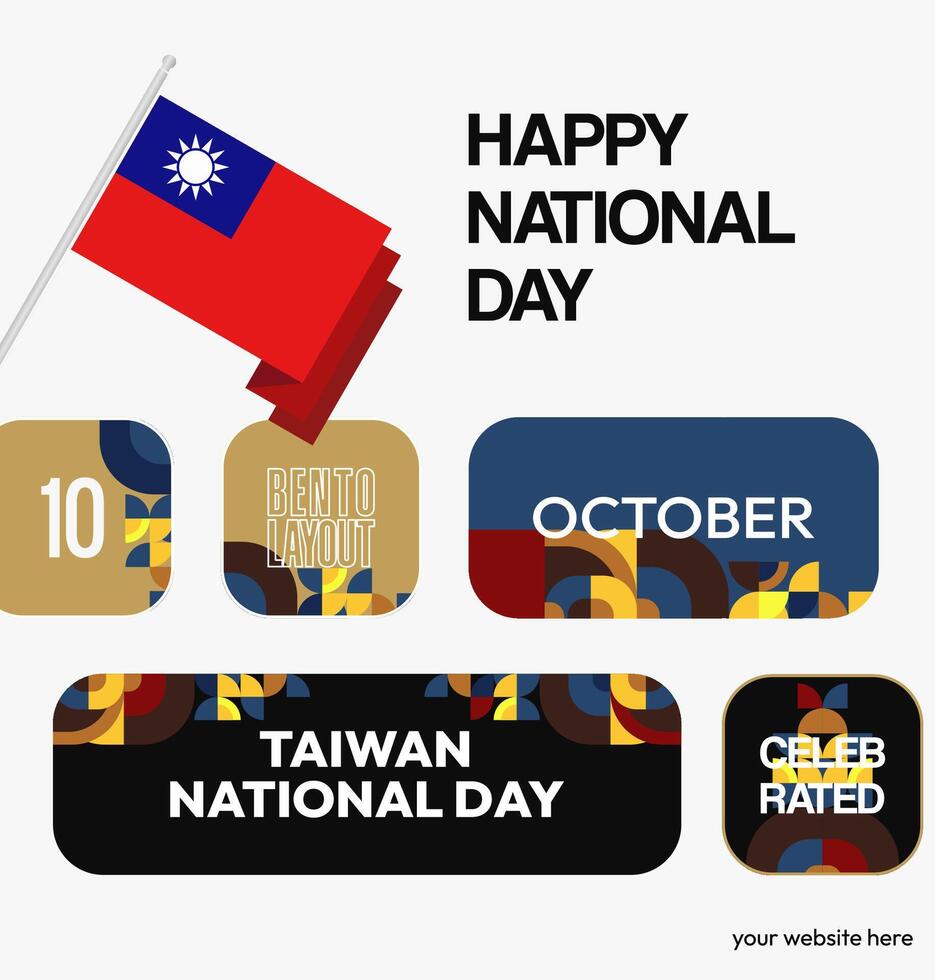 Simple poster for Taiwan national day greeting card with modern layout vector