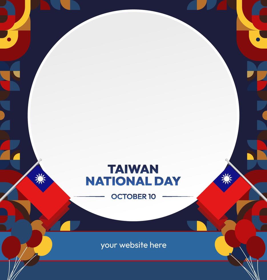 Taiwan Independence Day Invitation Card. Taiwan flag design template with geometric elements, perfect for October 10th celebration events. vector