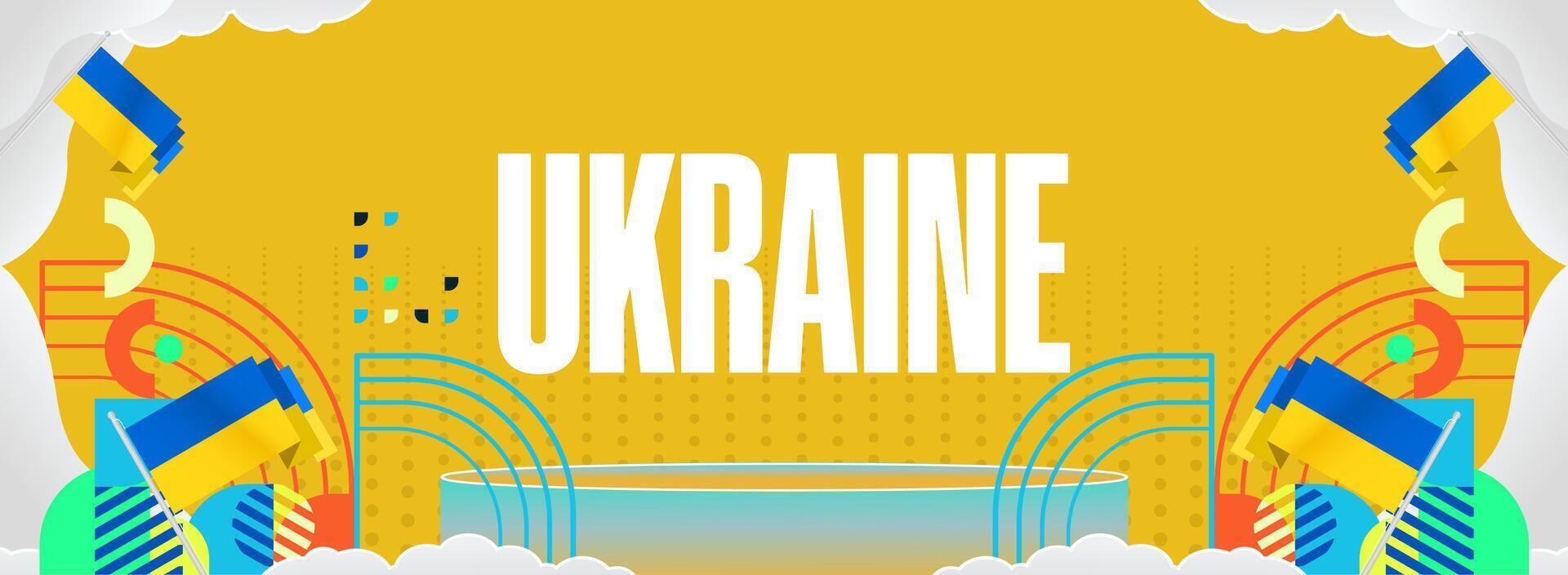 Vibrant horizontal poster for Ukraine Independence Day with flag color design, perfect for large events. vector