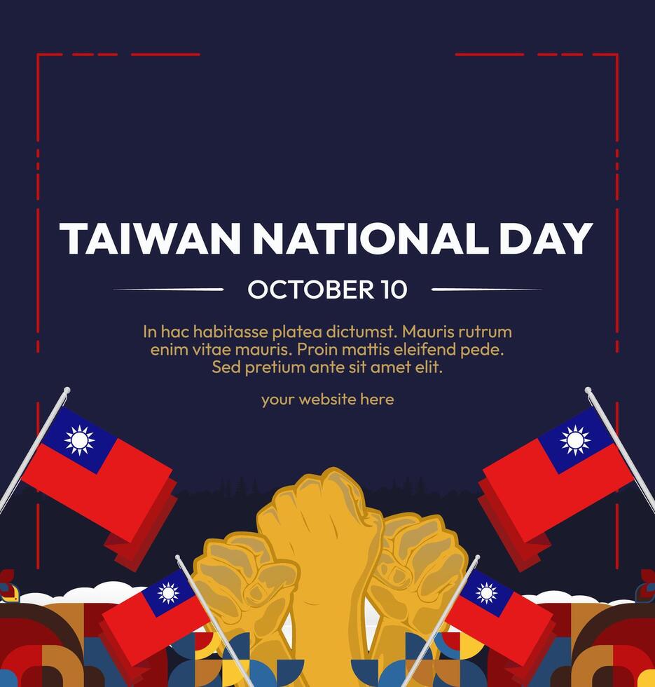 Taiwan National Day Banner Design with simple and elegant geometric design. Ideal for various big events, be it sports, music, or festivals. vector