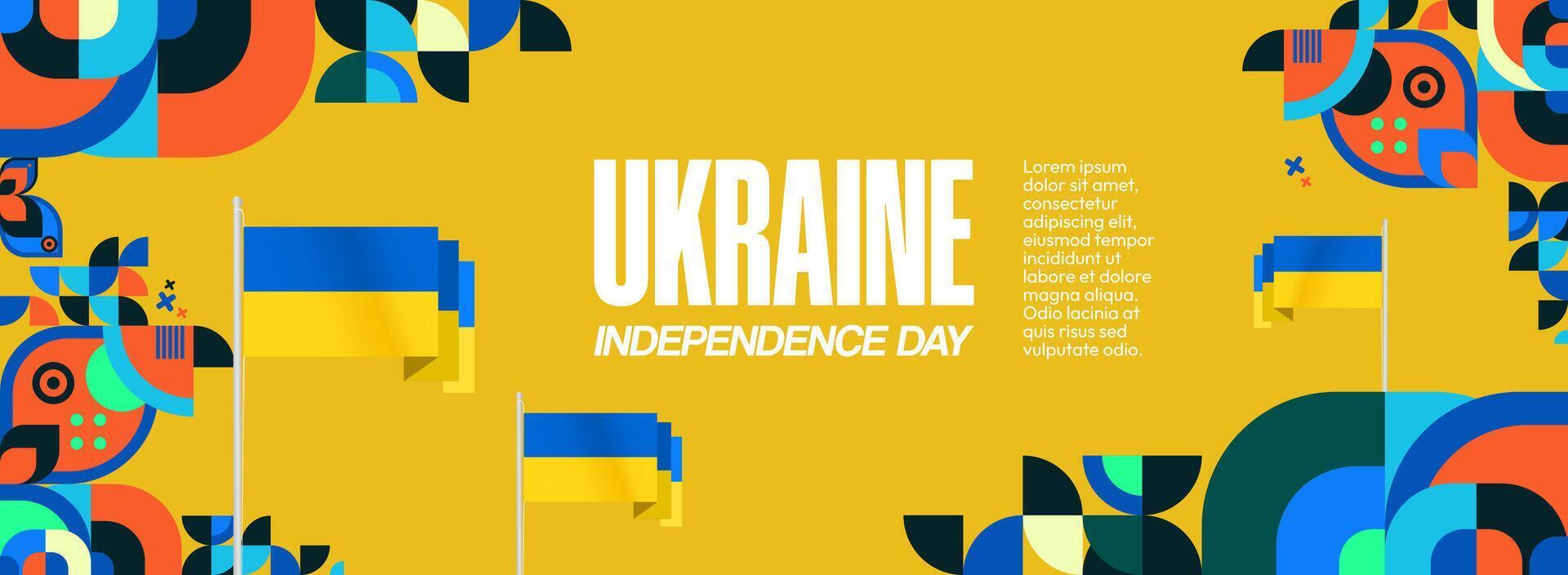 Design template for Ukraine Independence Day celebration with blue and yellow elements, perfect for publishing on various social media platforms. vector
