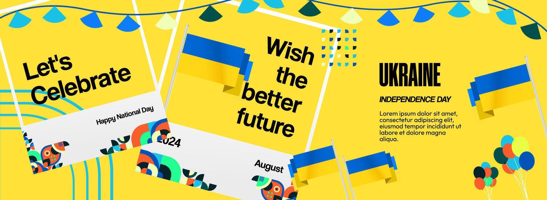 Frame layout for Ukrainian national day greeting card. Happy independence day vector