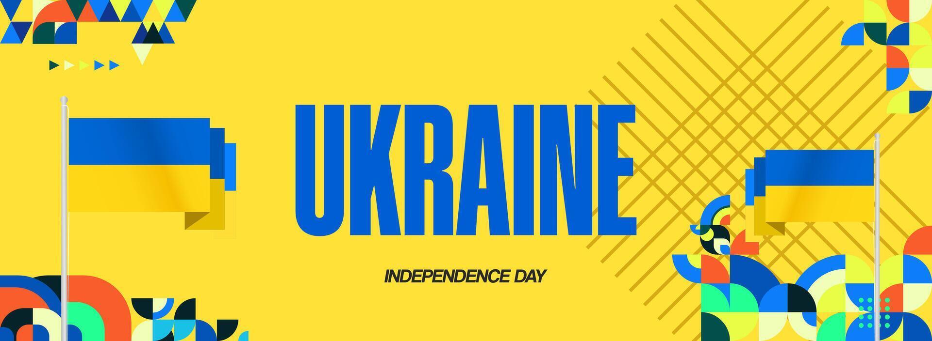 Banner design template with blue and yellow accents, perfect for use in public events or Ukrainian National Day campaigns. vector