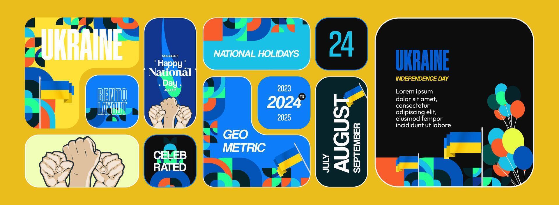 Bento layout for the national day of independence of Ukraine vector