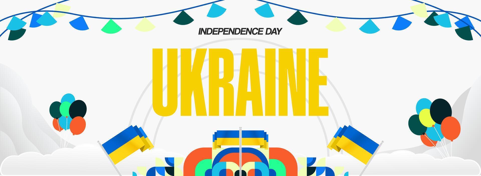 Wide banner with blue and yellow color combination, designed to celebrate Ukrainian independence in the form of event invitations or greeting cards. vector