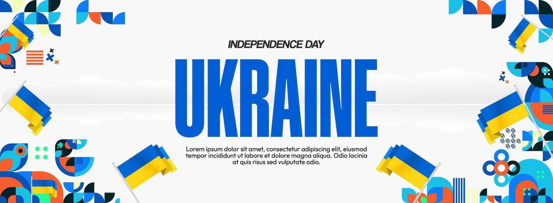 Horizontal banner with Ukrainian flag design, suitable for use in various national and independence commemoration events. vector