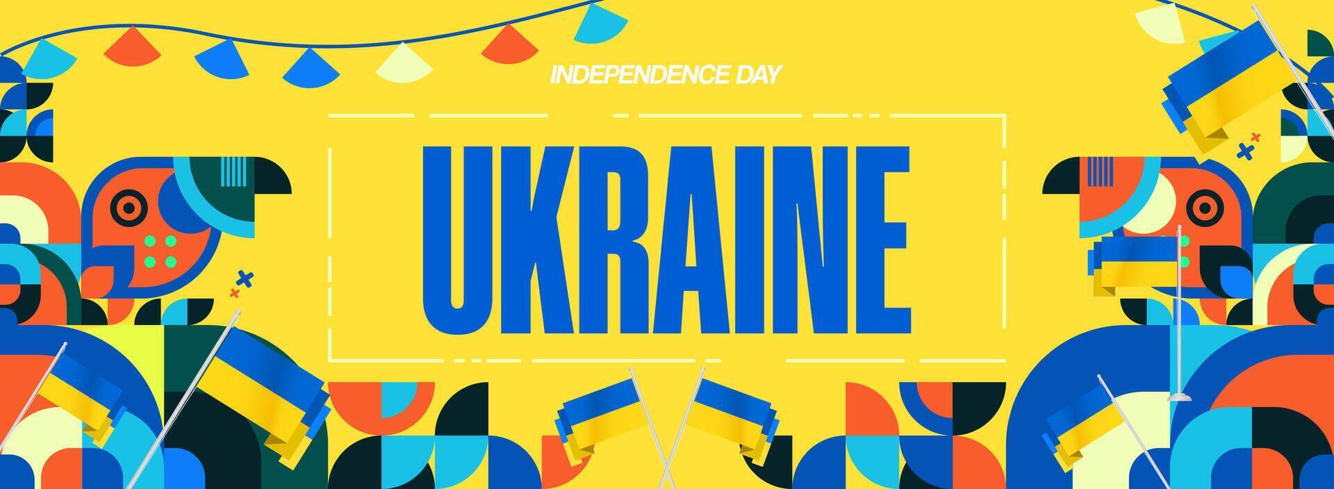 Horizontal design with an attractive Ukrainian flag background, suitable for use in various celebration or festival purposes. vector
