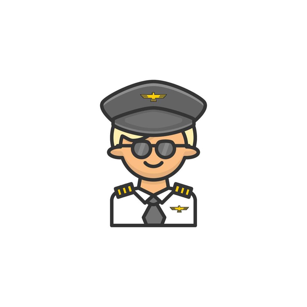 Pilot icon on white background. Cartoon pilot icon profession concept. vector