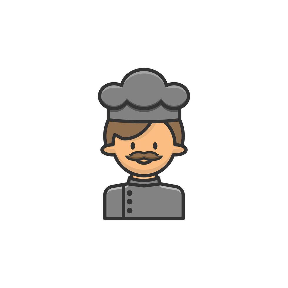 Chef icon on white background. Cartoon pilot icon profession concept. vector