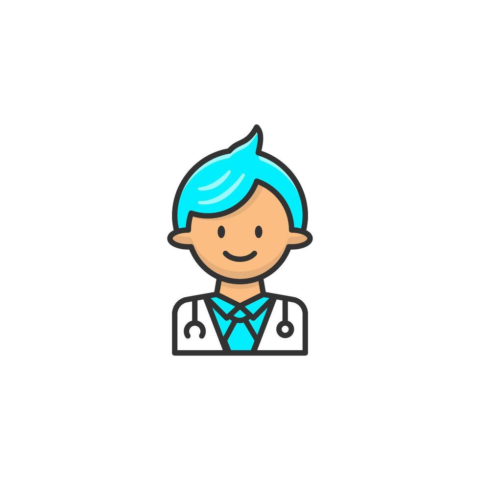Doctor icon wearing stethoscopes on white background. Medical concept. vector