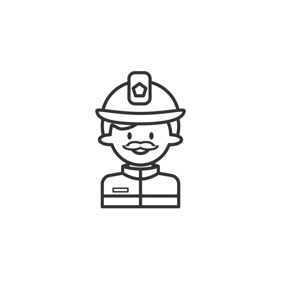 Firefighter icon on white background. Outline icon profession concept. vector