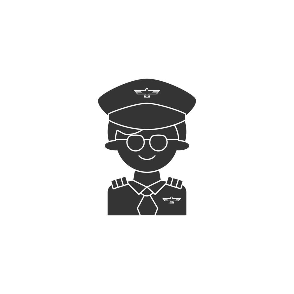 Pilot icon on white background. Silhouette pilot icon profession concept. vector