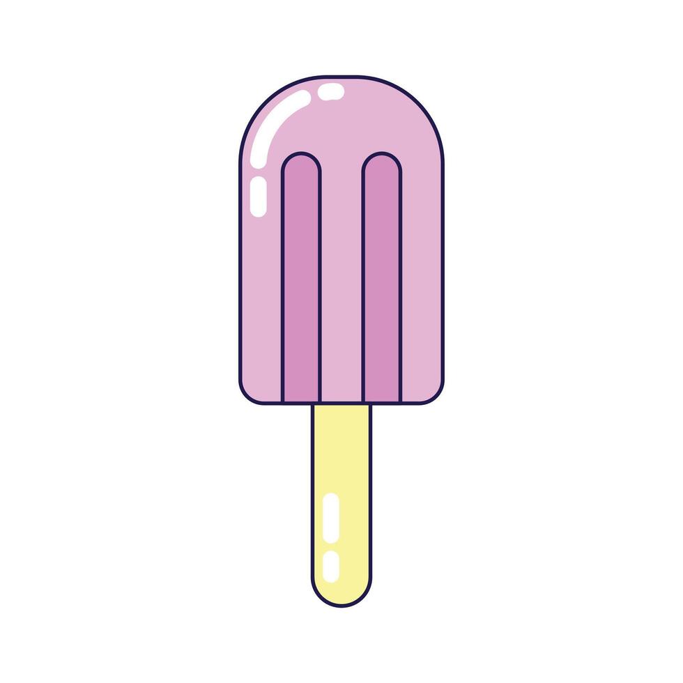 Vintage Pink Ice Cream Lolly on white background. Retro illustration with outline in 90s style. Isolated illustration. vector