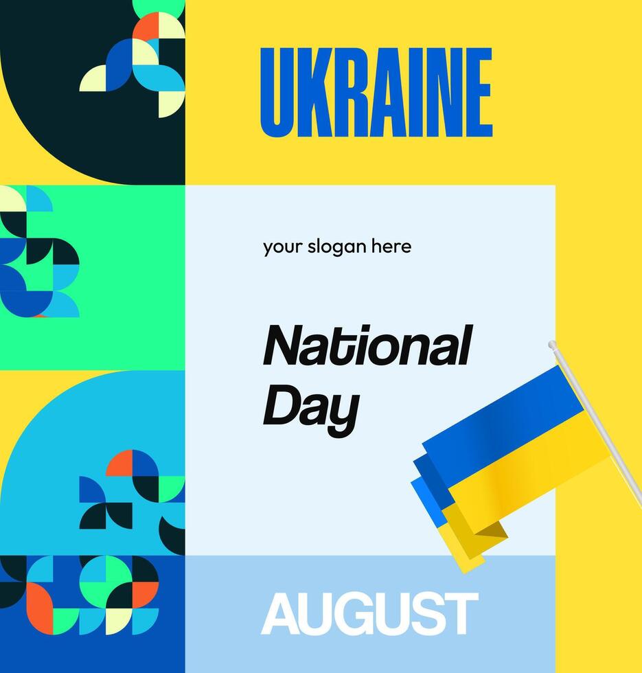 The current modern layout for Ukraine's national day in August. vector