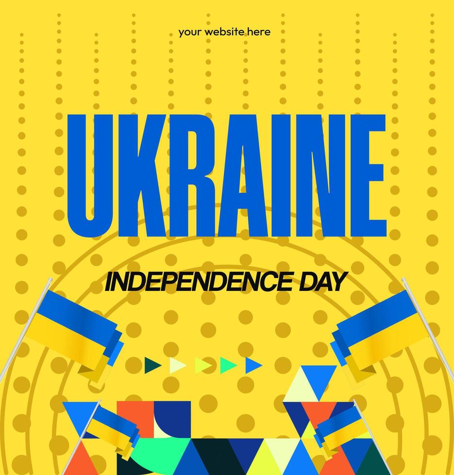 Attractive template in geometric style for Ukraine. Equipped with interesting polka dots and writing for a reminder of independence vector