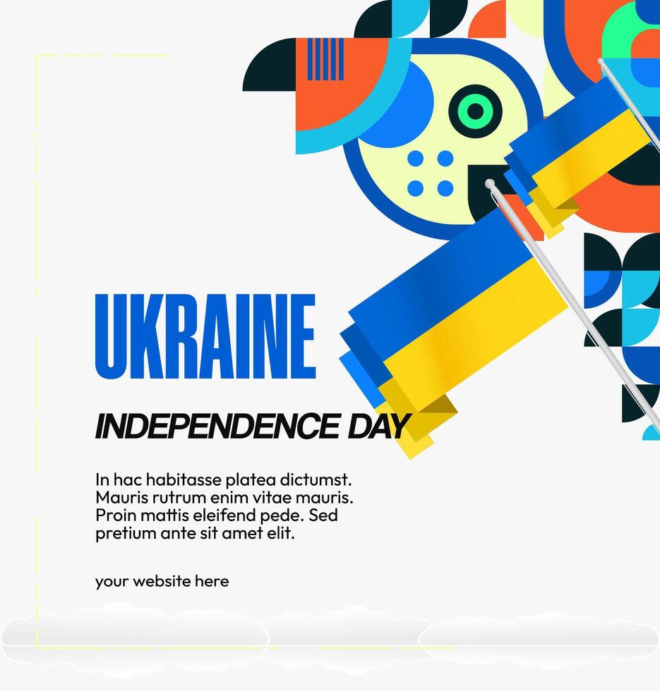 Geometric creative template in the shape of a bird with the words Ukraine independence day. Very interesting to use as a social media poster vector