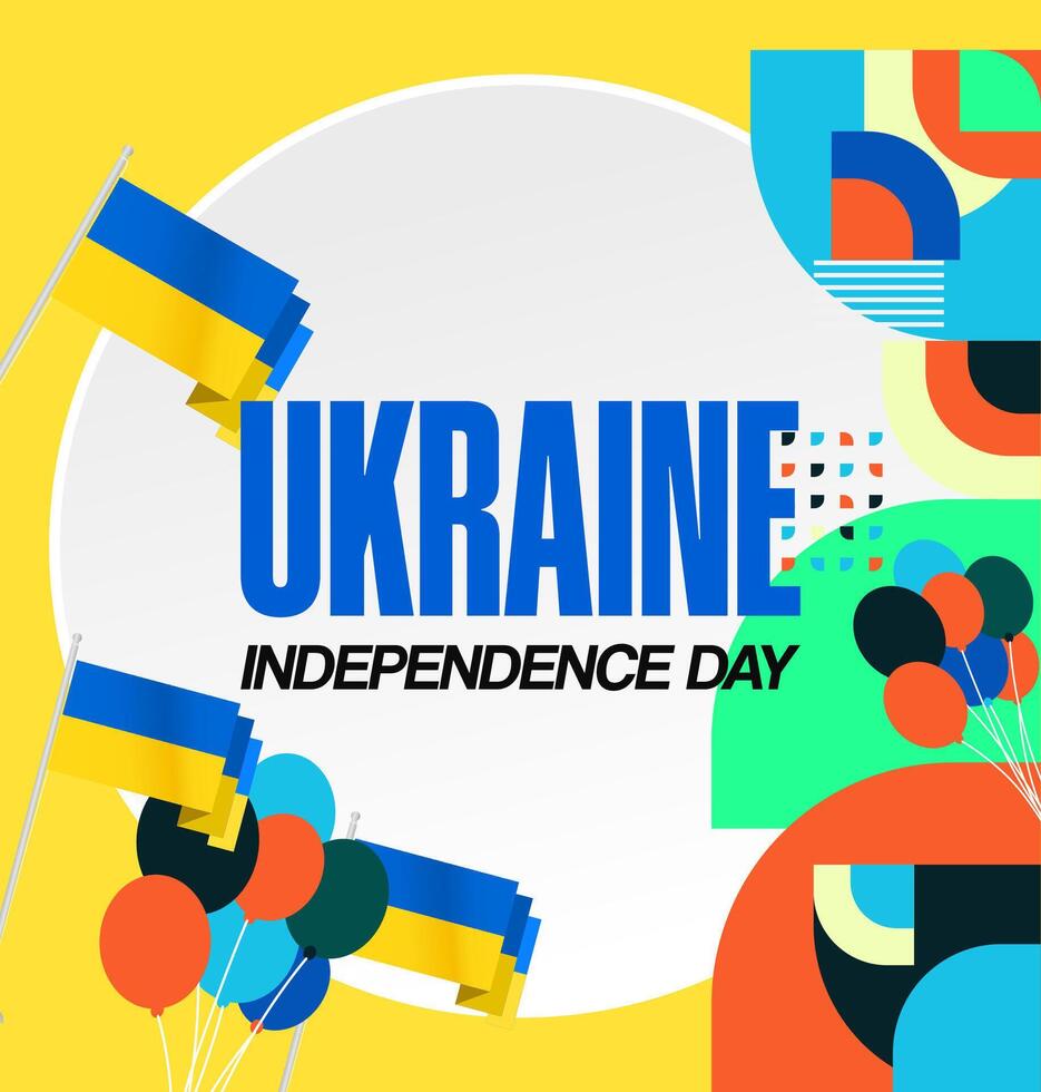 Ukrainian Independence Day poster template with blue and yellow colors, perfect for uploading on social media or using for promotions. vector