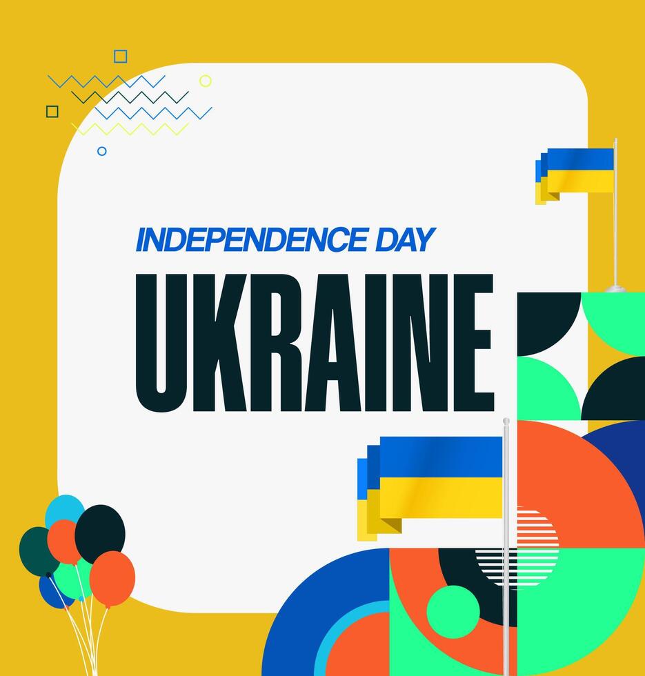 Poster design to commemorate Ukrainian Independence Day with Ukrainian flag as the main element. Can be used for advertisements or social media. vector