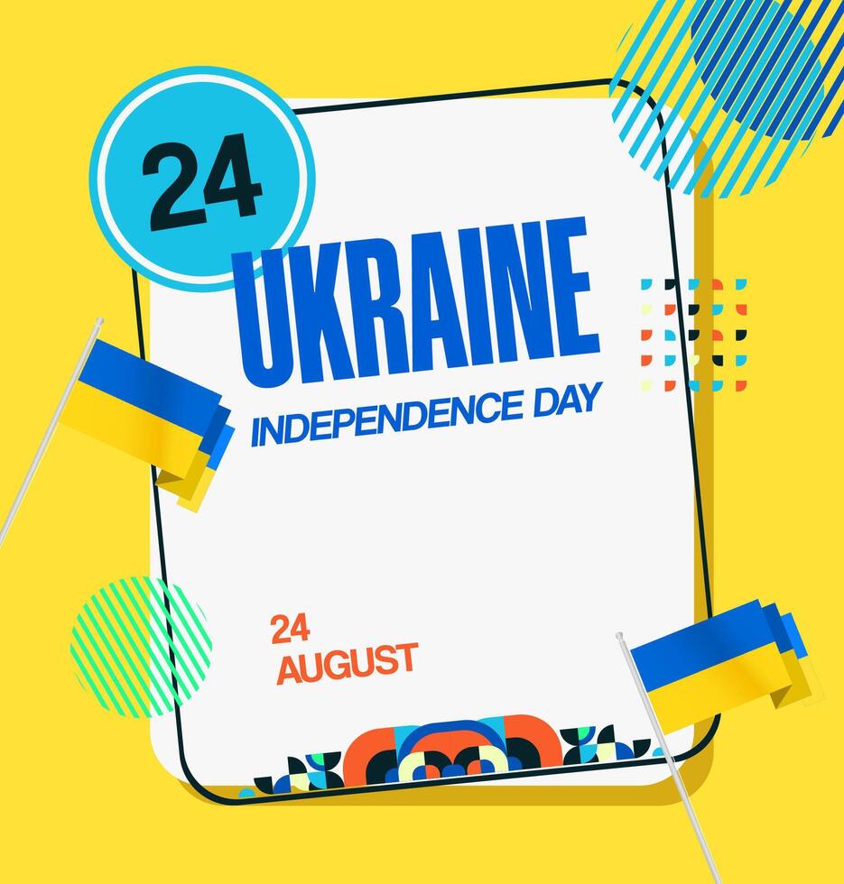 Creative layout with a white background in the middle as a writing frame for Ukraine's independence day vector