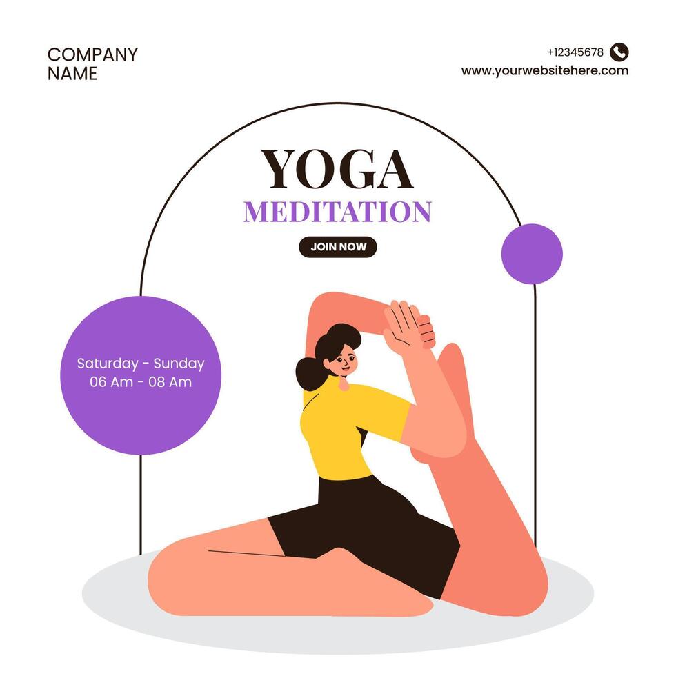 Mindful Yoga and Meditation Social Media Illustration with Hand Drawn Style vector