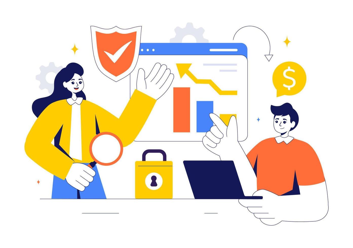 Advanced Cyber Protection Illustration with Risk and Vulnerability Control vector