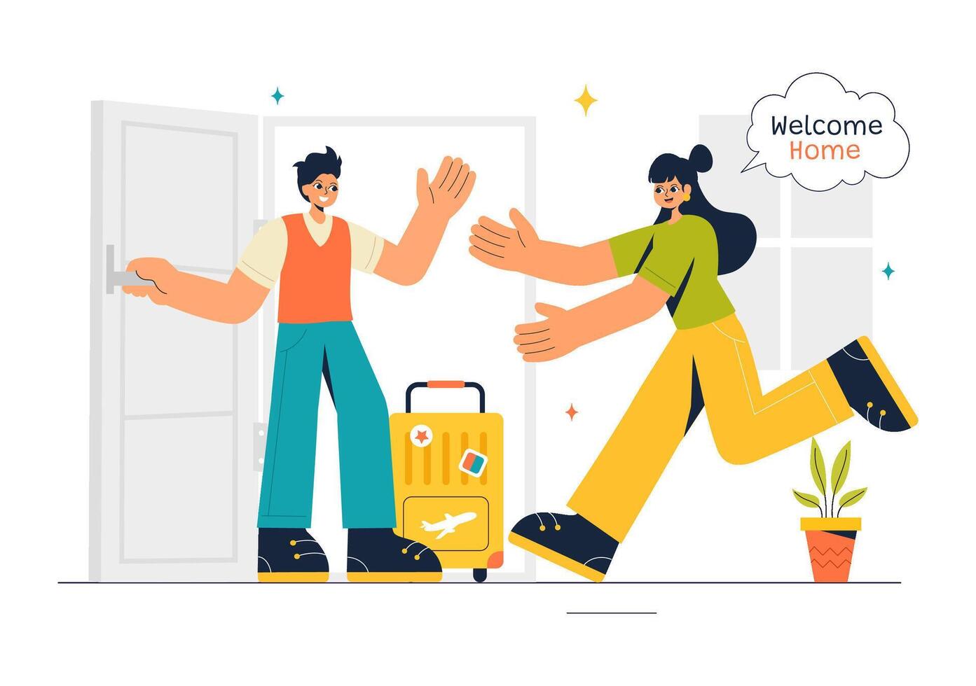 Family Welcome Illustration Celebrating Togetherness in Flat Cartoon Style vector