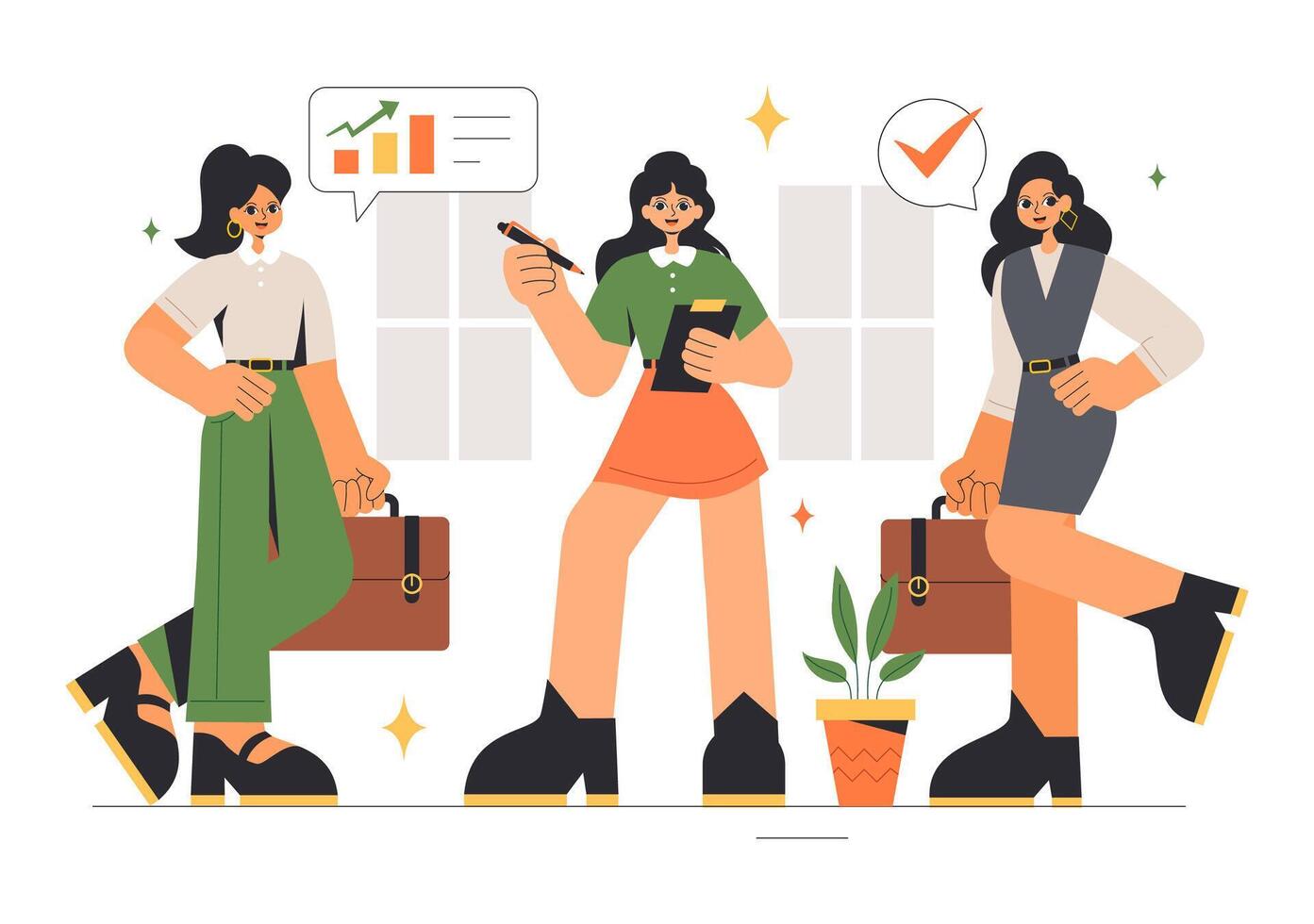 Female Entrepreneurs Supporting Each Other Illustration for Women's Empowerment in Politics and Business vector