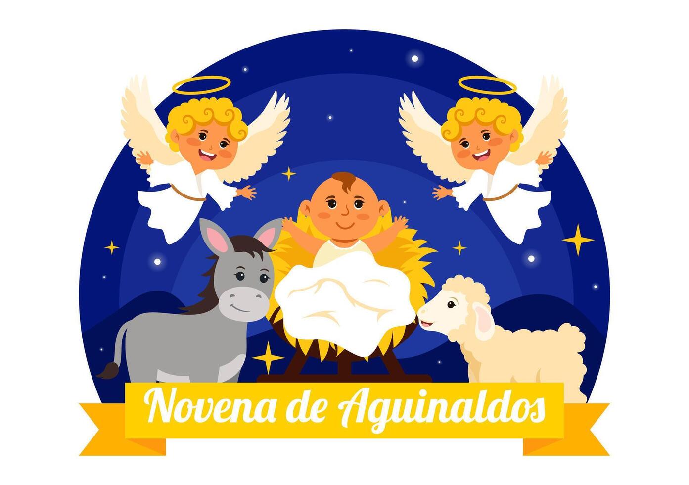 Family Togetherness at Christmas Featuring Novena de Aguinaldos Art in Colombian Style. vector