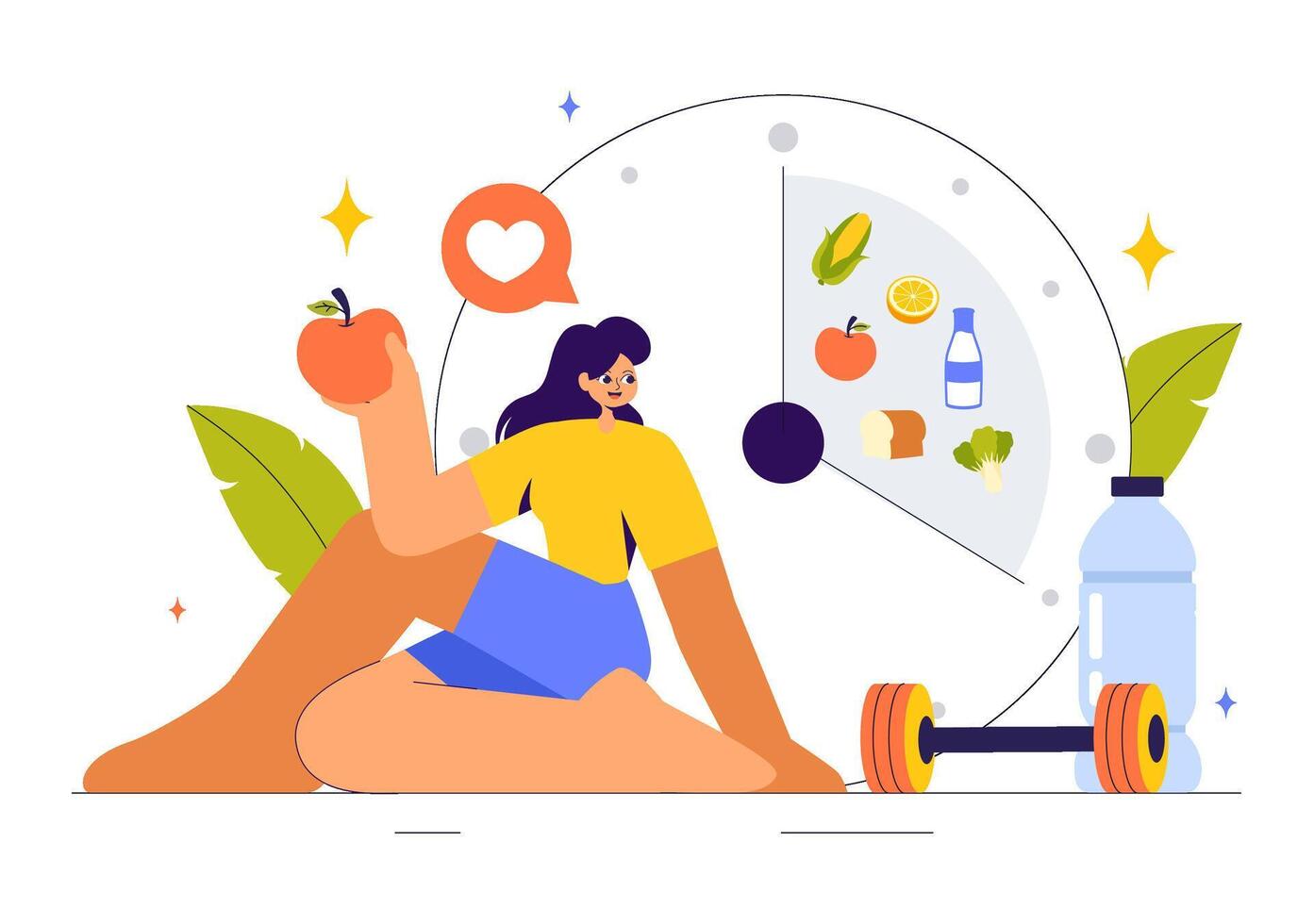 Healthy Diet Illustration Promoting Fresh Fruits and Vegetables in a Cartoon Flat Style Design vector