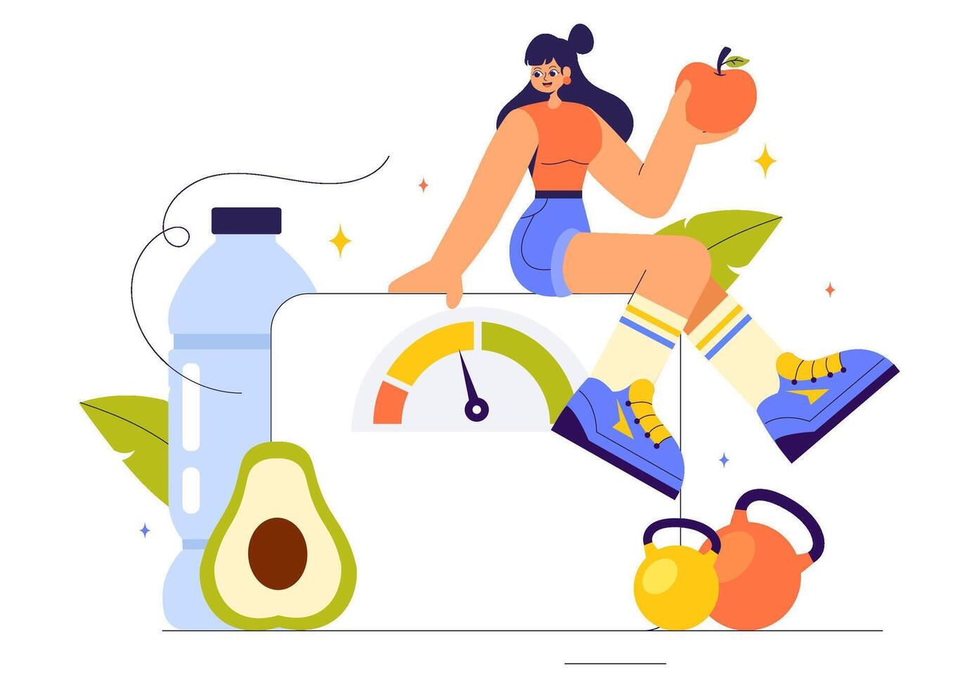 Balanced Diet Illustration Featuring Tips on Choosing Fresh and Nutritious Foods in a Flat Style Background vector