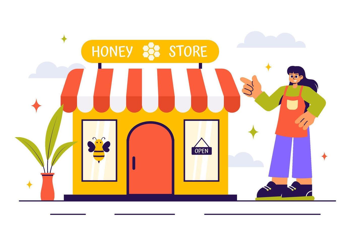 Honey Harvest Illustration with Natural Bee Products in a Flat Cartoon Style vector
