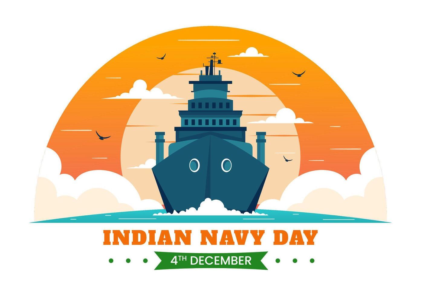 Illustration of Indian Navy Day with Warships and Army Appreciation on December 4 in a Flat Design vector