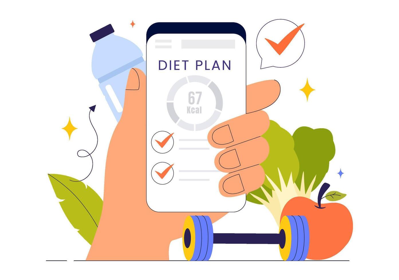 Nutrition Illustration Highlighting Fresh Vegetables, Fruits, and Healthy Eating Habits in a Flat Cartoon Background vector