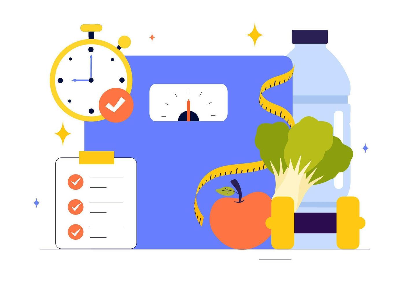 Illustration of Healthy Eating Habits with Fresh Food and Meal Guidance in a Flat Cartoon Background vector