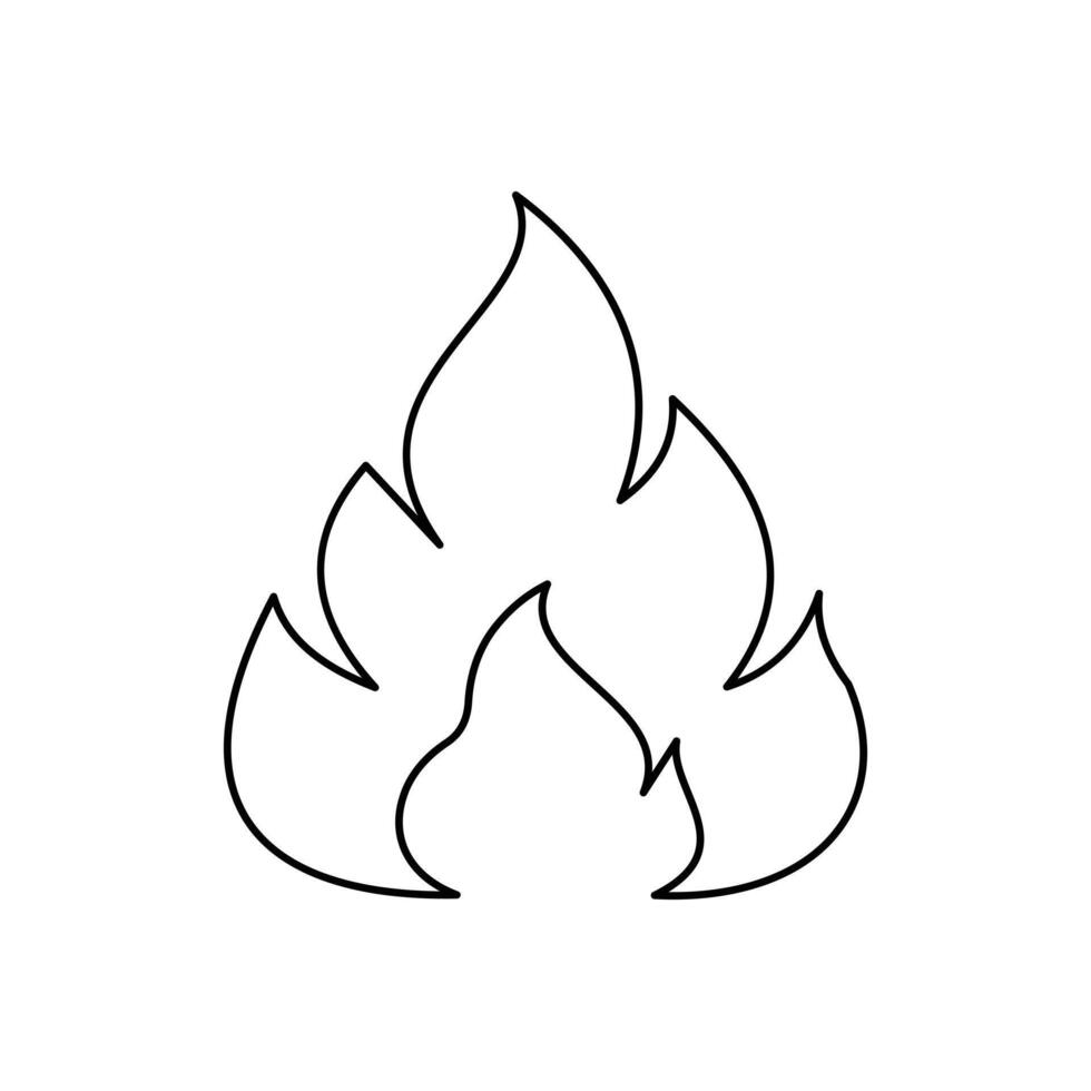 Minimalist Fire Line Art illustration on White Background vector