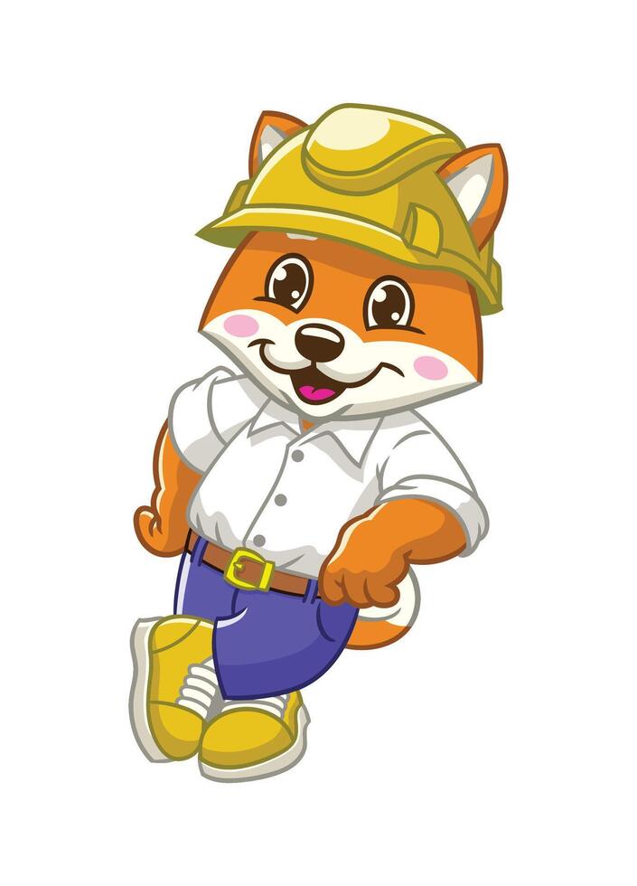 Happy Shiba Inu Worker Mascot Character vector