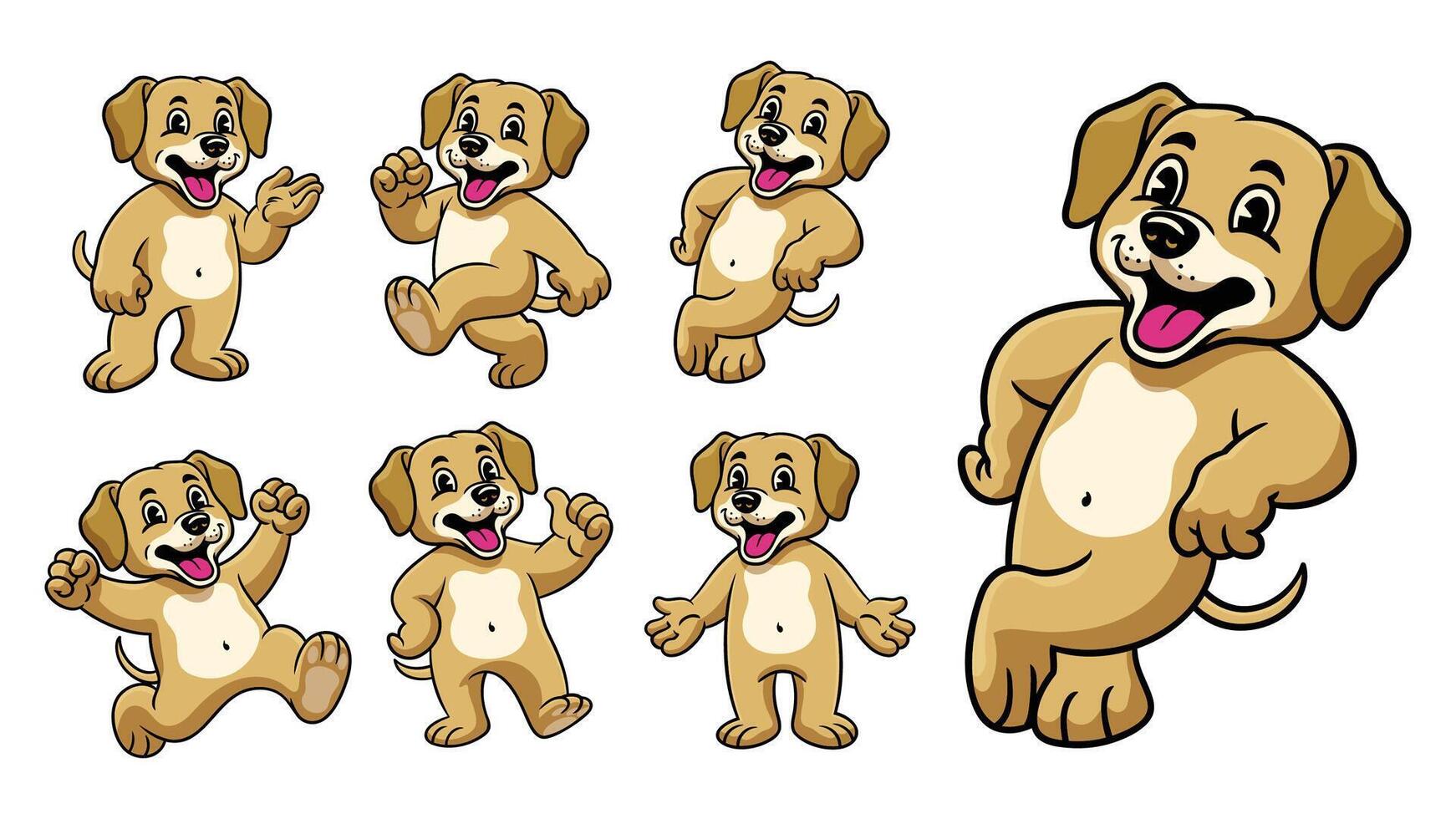 Cartoon Character Set of Happy Labrador vector