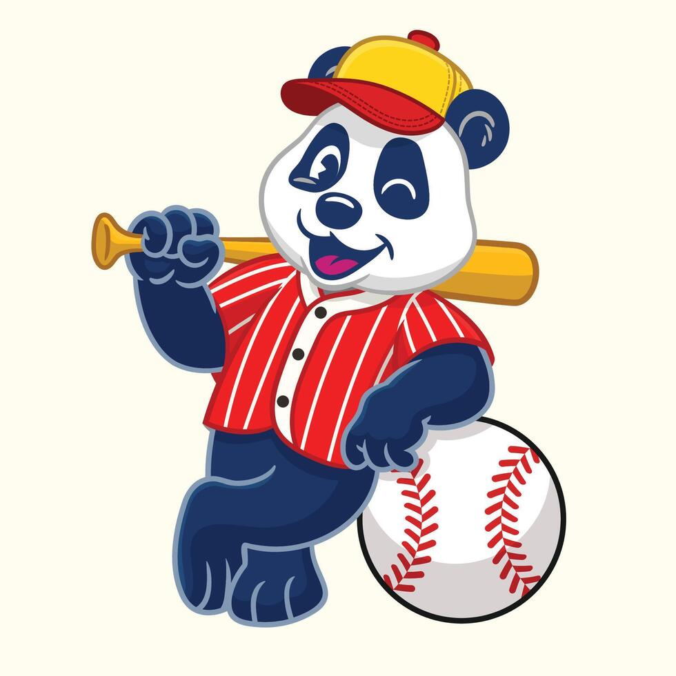 Happy Panda Baseball Player Mascot vector