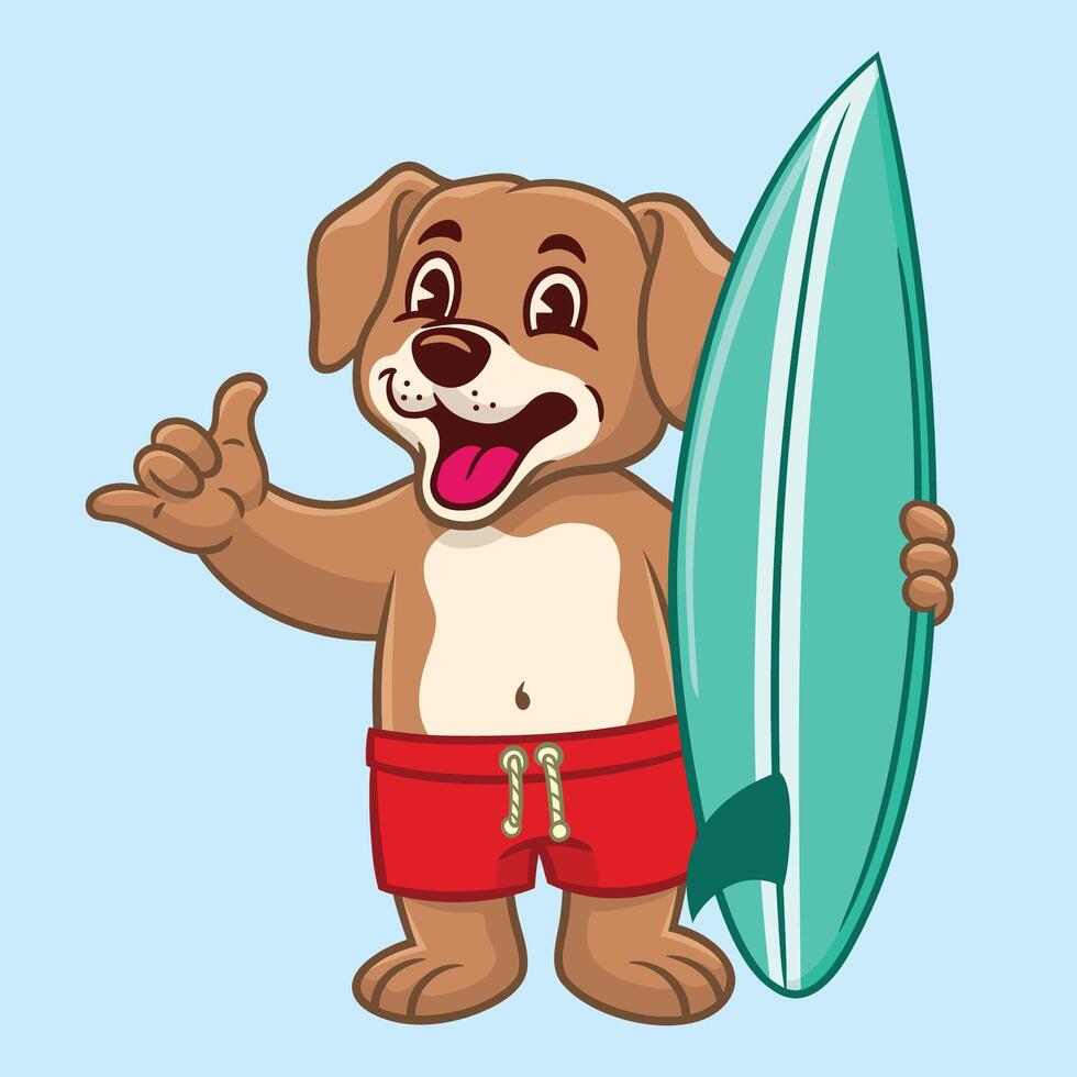 Happy Labrador Surfer Mascot Character vector