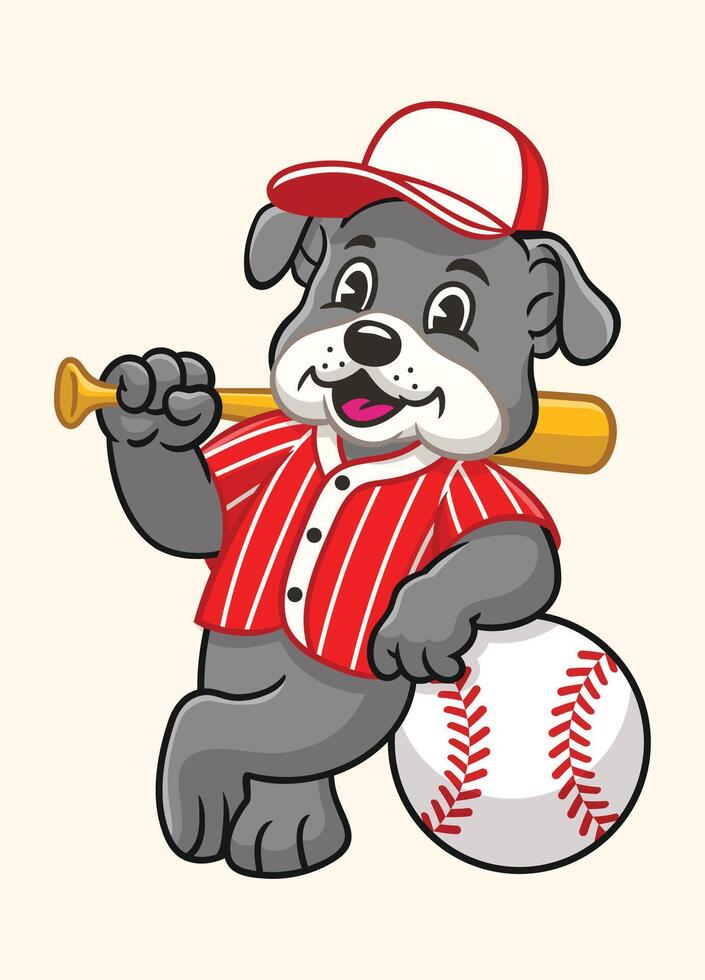 Bulldog Baseball Player Mascot Character vector