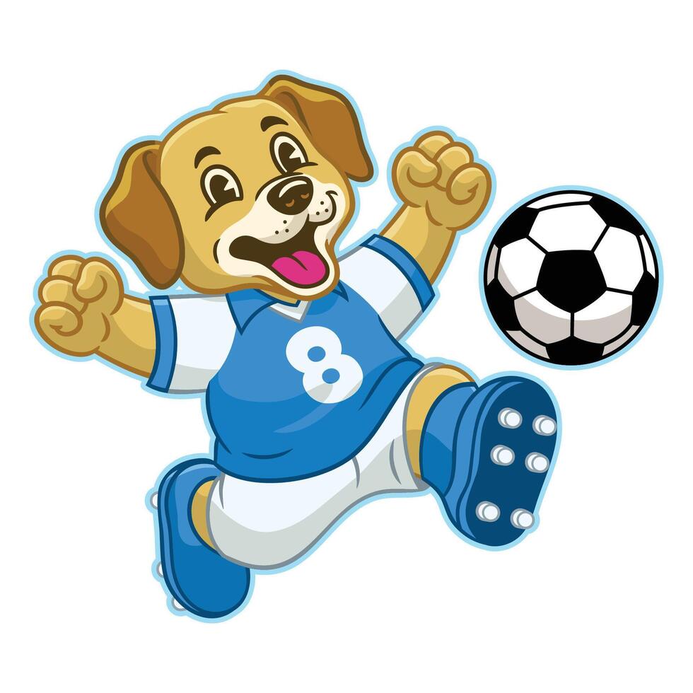 Happy Labrador Playing Football Mascot vector