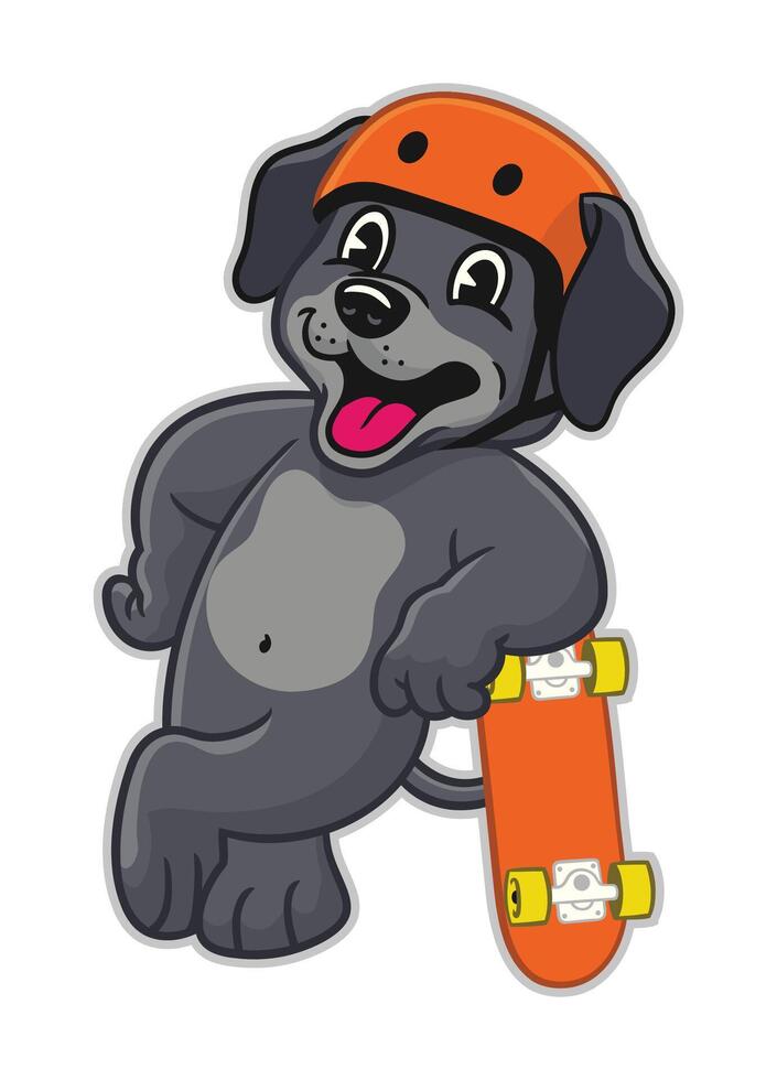 Happy Skater Labrador Mascot Character Logo vector