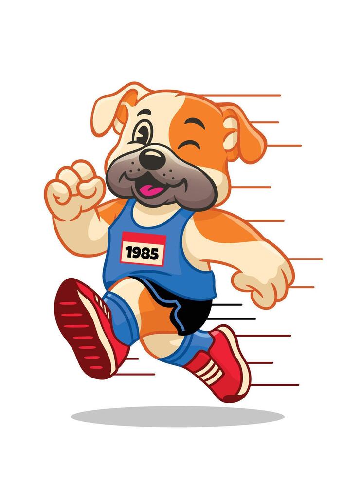 Bulldog Runner Athlete Mascot Character vector